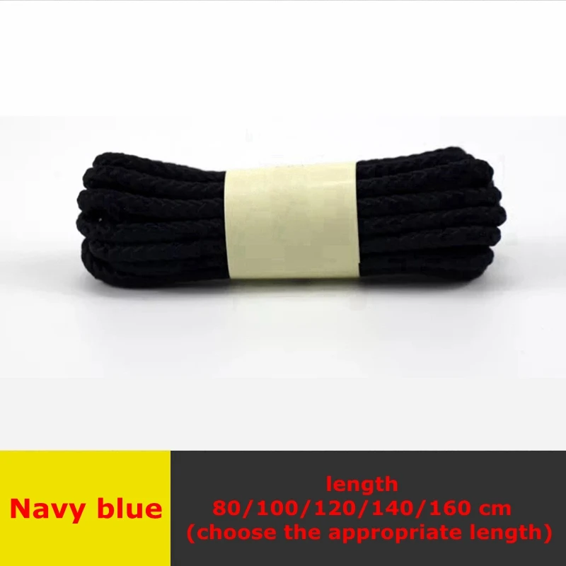 Navy blue 1 пара обуви шнурки круглые полиэстер однотонные шнурки для детей и взрослых на открытом воздухе кроссовки с шнурками Длина 80 100 120 140 160 см 14 цветов - Цвет: Navy blue
