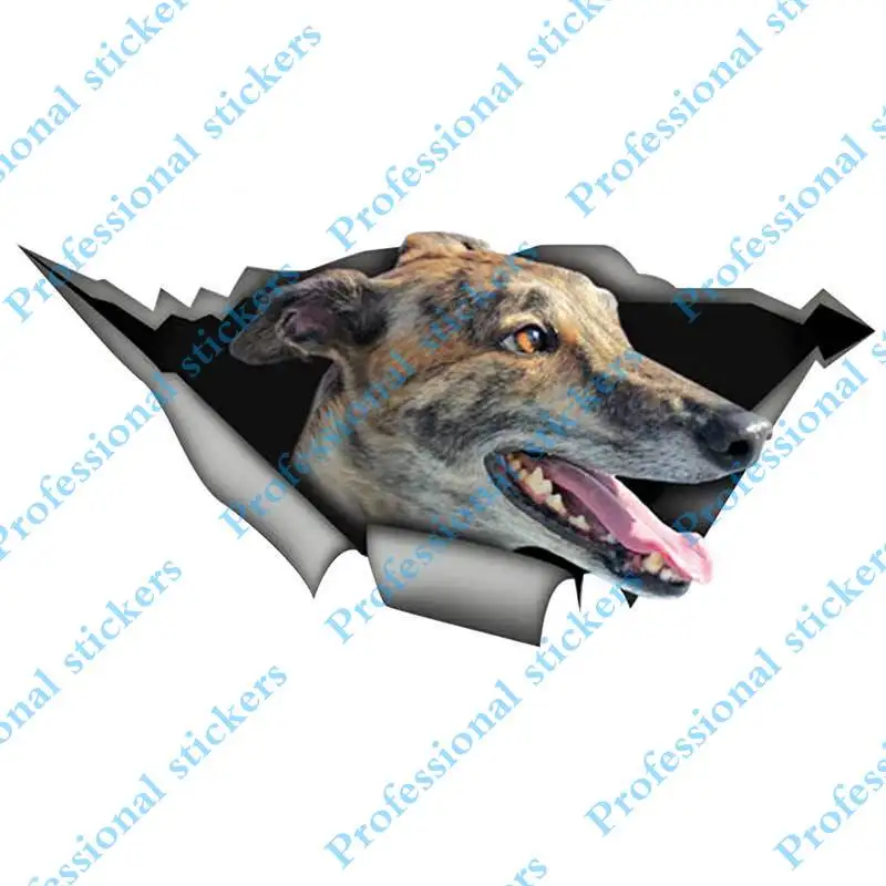 

Interesting Greyhound Interesting Decals Torn Metal Brindle Greyhound Car Stickers Reflective Skateboard Car Decor