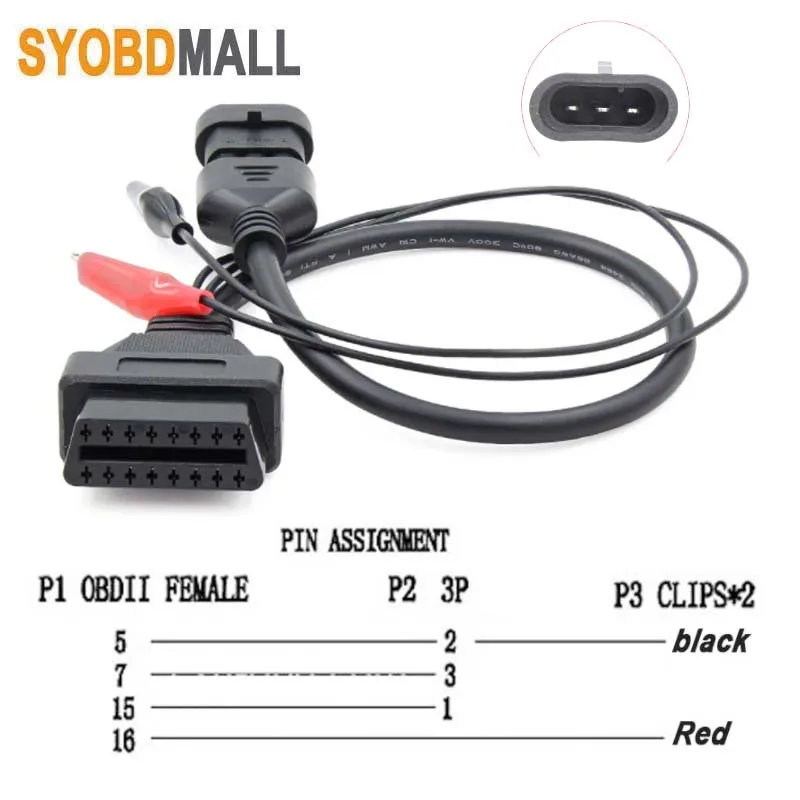 Адаптер диагностического кабеля OBD 3-контактный на 16 контактов для Fiat Alfa Lancia Romeo Obd2
