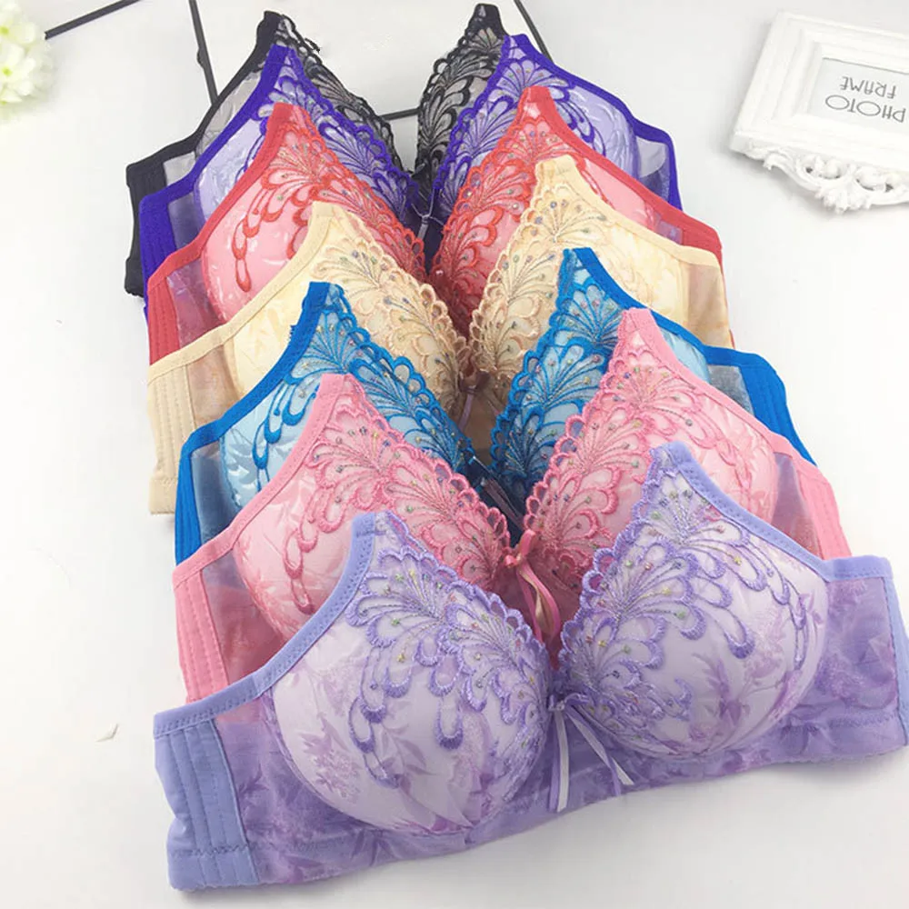 Бюстгальтер для женщин бюстгальтер без косточек пуш ап с вышивкой светильник