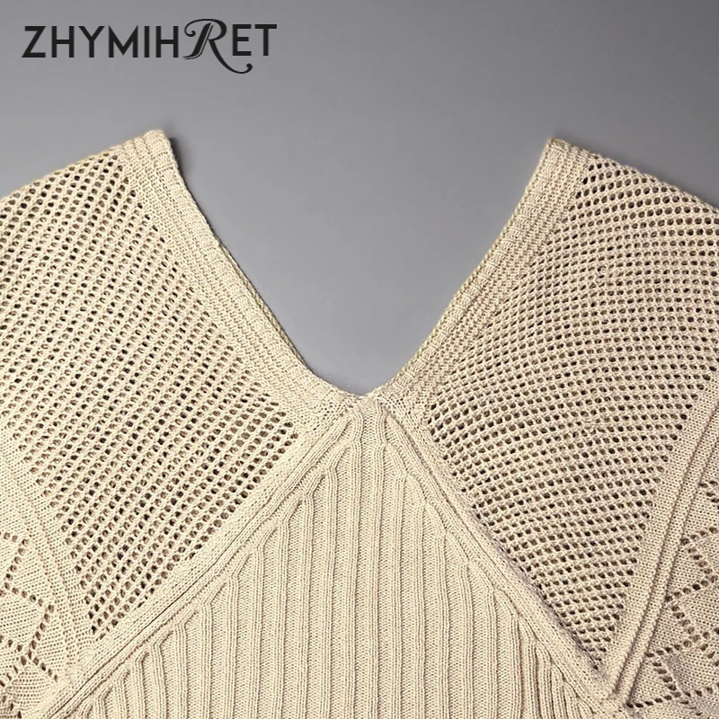 ZHYMIHRET/2019 осенний вязанный женский свитер летучая мышь рукав джемпер выдалбливают