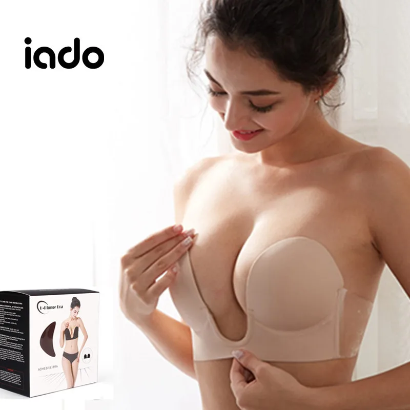 

Deep U Bra Solid Silicone Strapless Bra Stickers Strapless Gathered Underwear