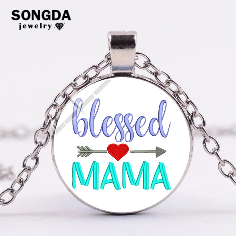 SONGDA благословил I Love Mama с буквенным принтом кулон ожерелье персонажами из