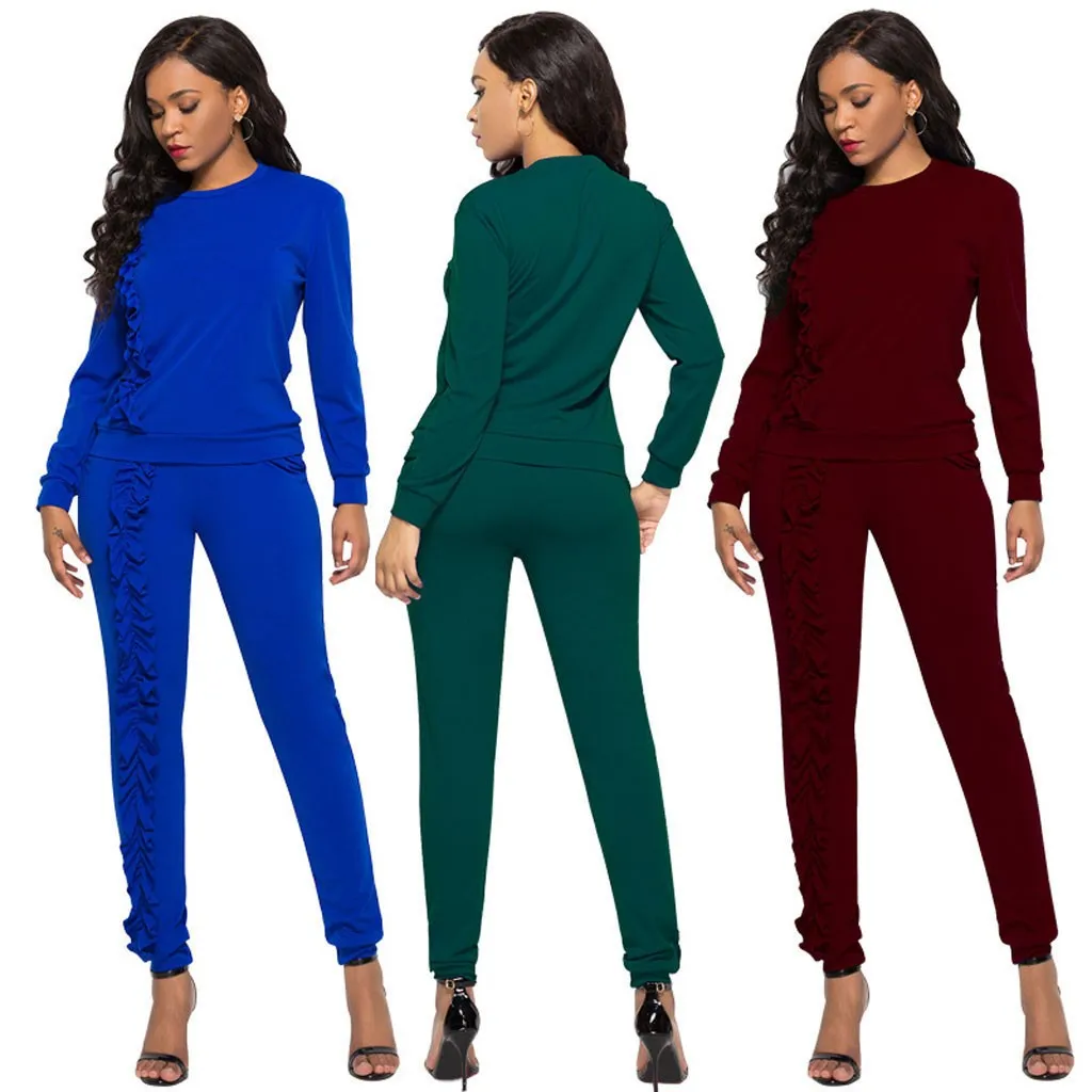 

Home&Nest Women's Sweatshirt Suits Sets Ladies Long Sleeve Stitching Hoodies Top & Long Sweatpants Two-Piece Set Sport Outfits