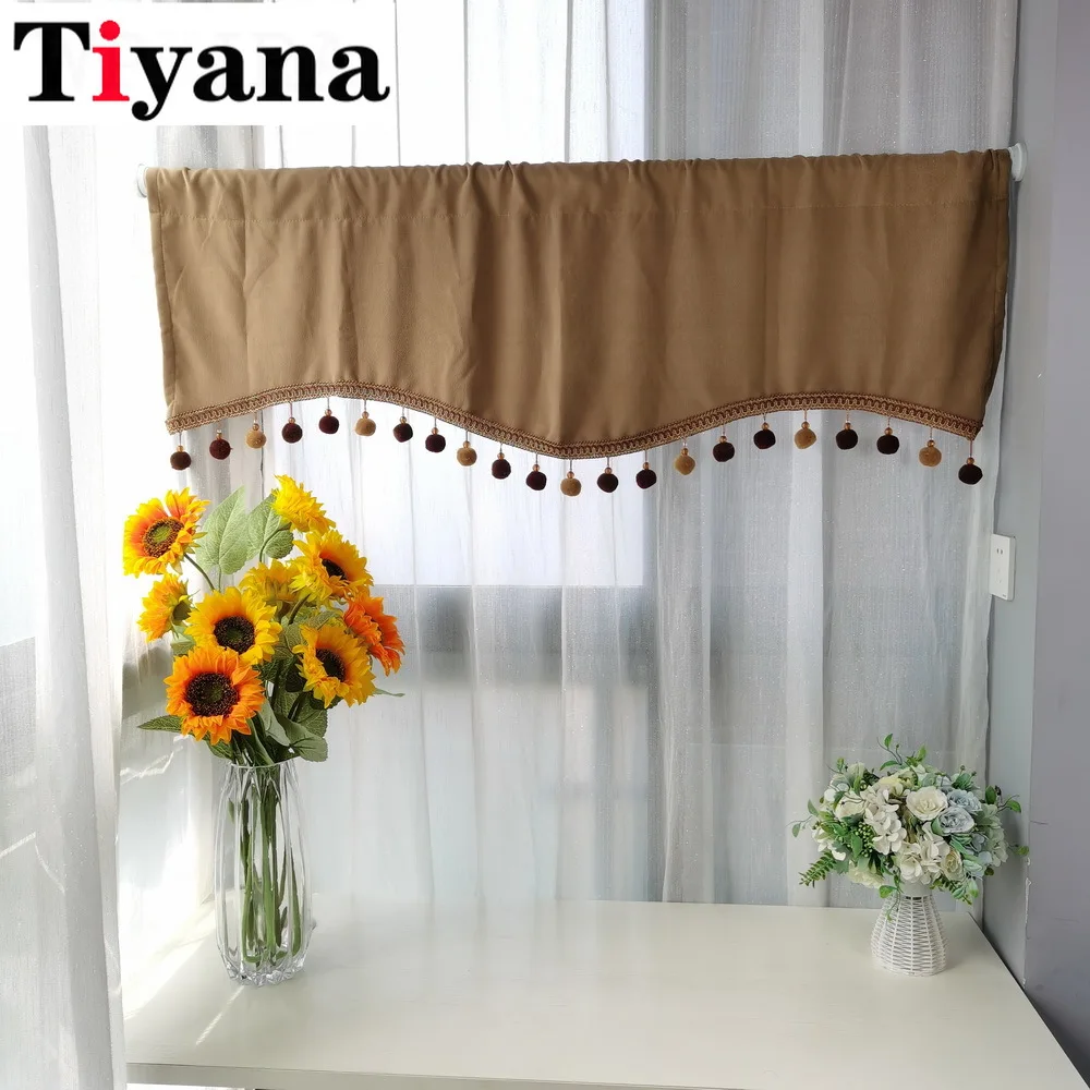 

European Style Curtains for Dining Room Ktchen Coffee Luxury Short Thick Blackout Curtains Beads Lace Decor Wave Window Drapes