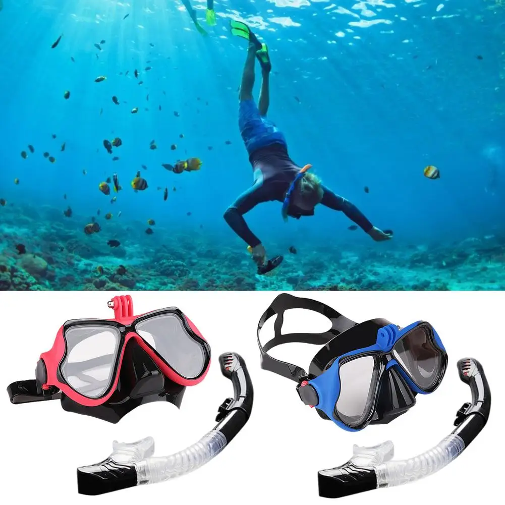 

HD Diving Goggles With Screw Mount Anti-fog Camera Snorkel Glasses Snorkeling Set Panoramic Diving Mask Dry Snorkel For Adults