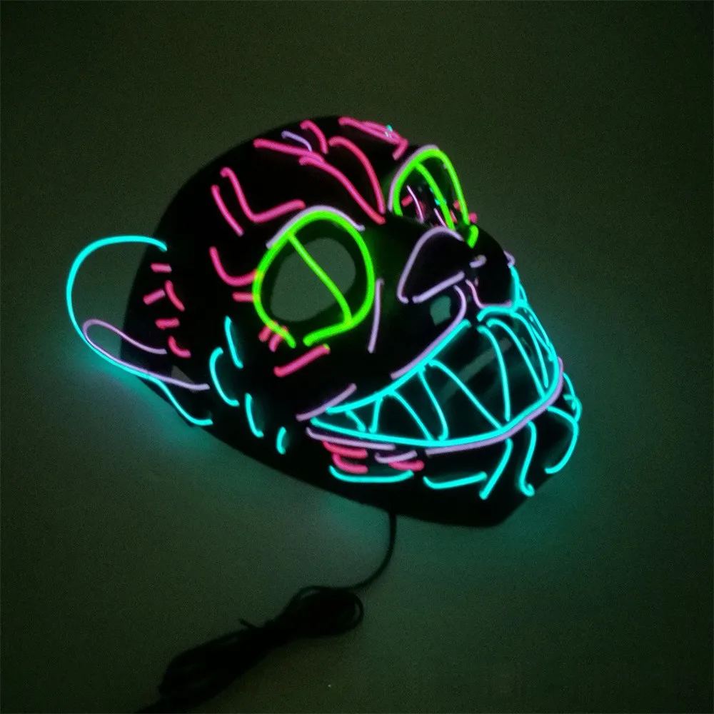 Горячая Распродажа модные светящиеся маски EL Wire вечерние светодиодные костюмы