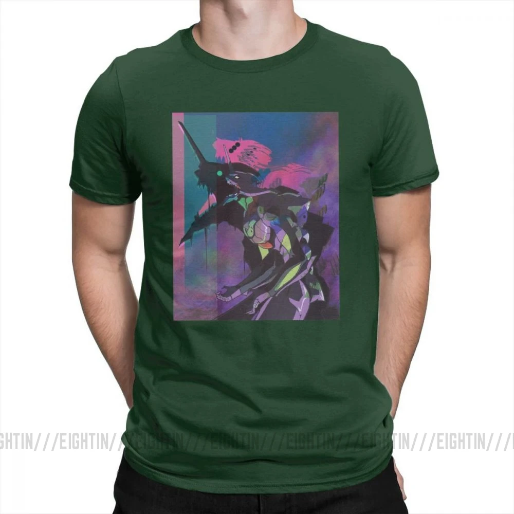 Evangelion Vapor единица 01 Повседневная футболка мужская одежда с короткими рукавами белая футболка из хлопка с круглым вырезом - Цвет: Forest Green