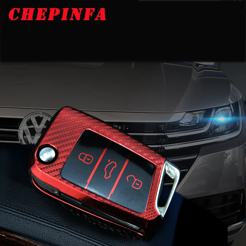 Чехол для автомобильного ключа из ТПУ защитный чехол углеродного волокна Volkswagen