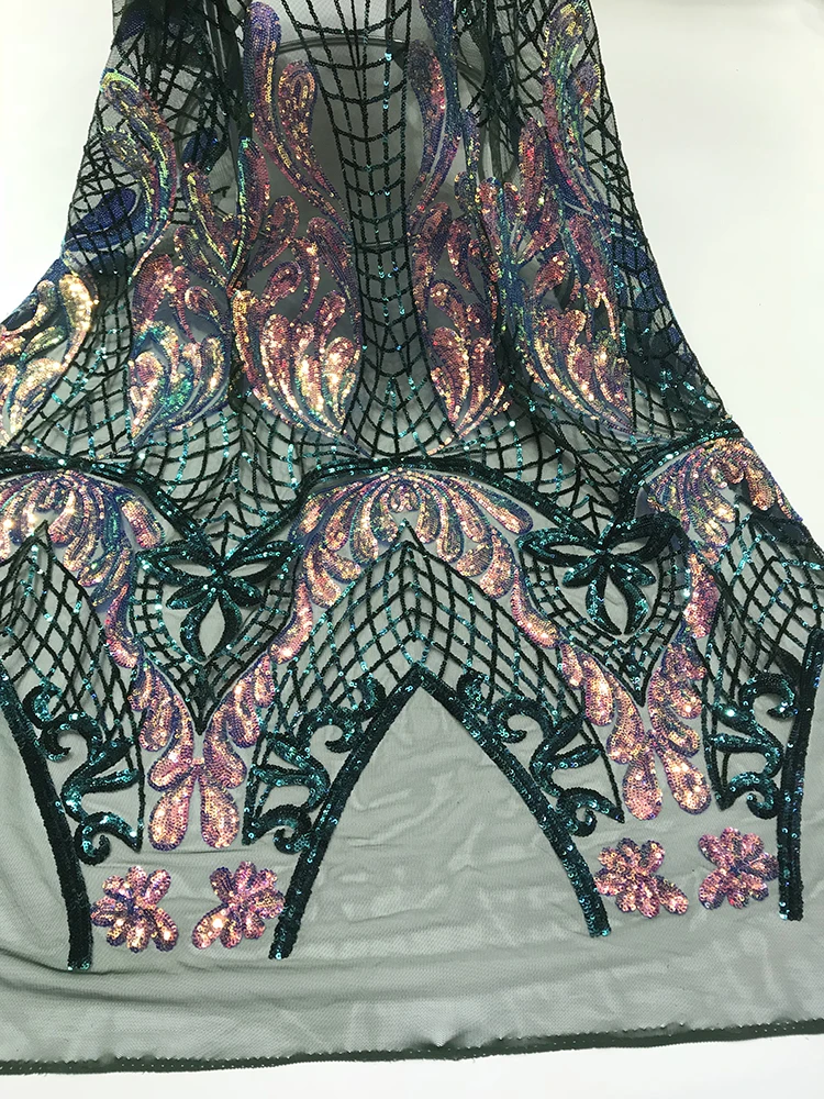

Navy Shiny African Lace Fabric 2020 High Quality Sequin Lace Fabric for Women Nigerian Aso Ebi Wedding Dresses Lace Fabric
