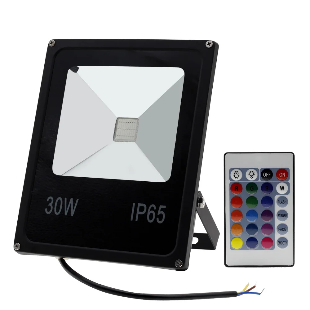 30W Светодиодный прожектор 220 В 10 Вт 20 Вт 30 Вт 50 Вт RGB прожектор с 24 клавишами дистанционного управления Водонепроницаемый наружный отражатель для садового освещения - Испускаемый цвет: 30W