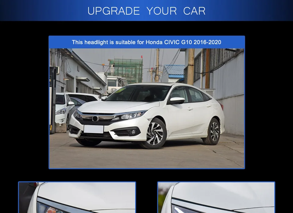 Головной фонарь для автомобиля HONDA Civic X- фары Противотуманные фары Дневные ходовые огни DRL H7 светодиодный Биксеноновая лампа автомобильные аксессуары