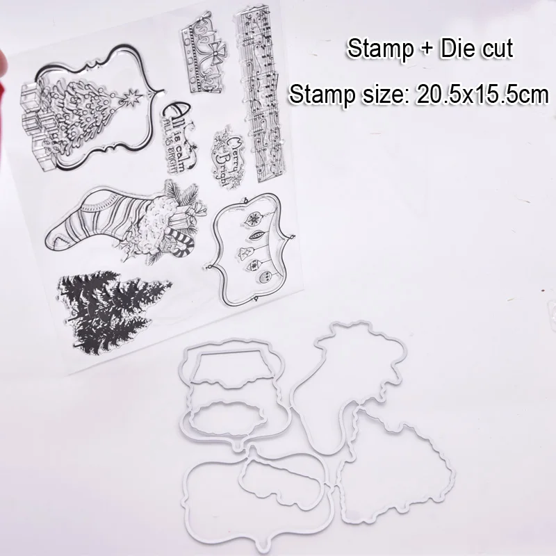DS301-05SC Рождественский штамп высечки набор прозрачный Штамп для DIY изготовления открыток Скрапбукинг - Цвет: DS301-05SC