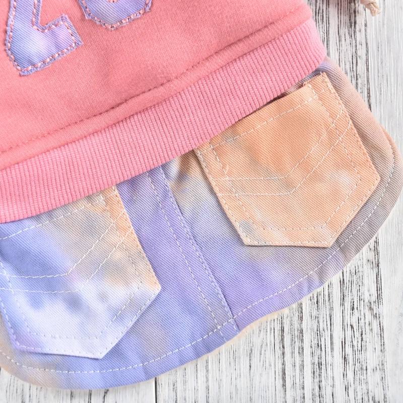 Спортивная толстовка платье для собаки с джинсовой юбкой зимняя теплая куртка