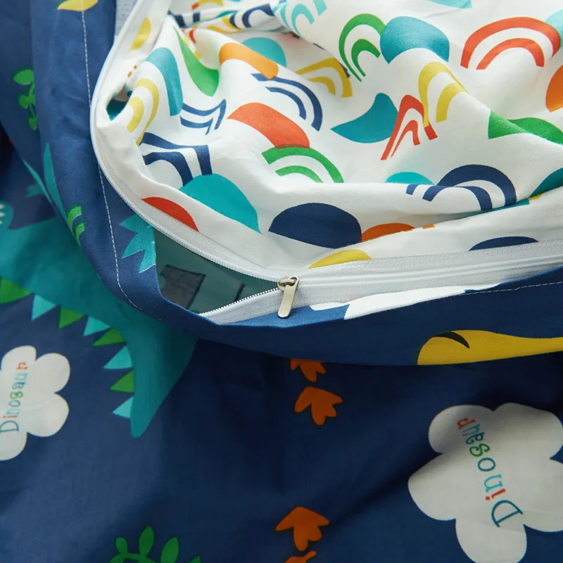 Svetanya мультфильм хлопок постельное белье Динозавр печати плоский лист наволочка