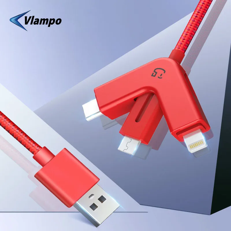 VLAMPO тройной USB кабель зарядное устройство для мобильного телефона 3 в 1