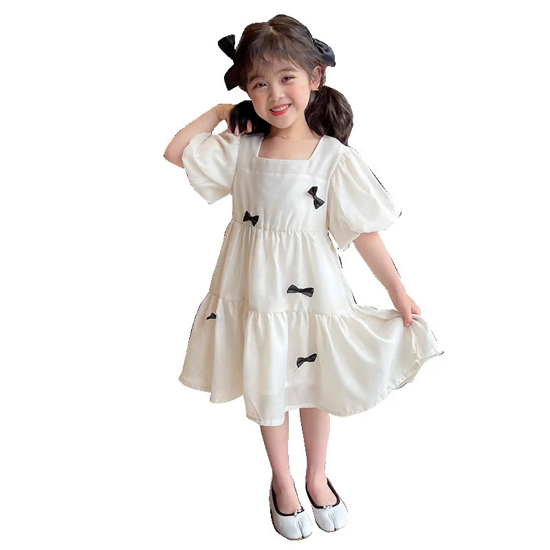 

Parent-child summer dress 2021 summer girls and ladies with bows small fresh mother and women's thin princess dress