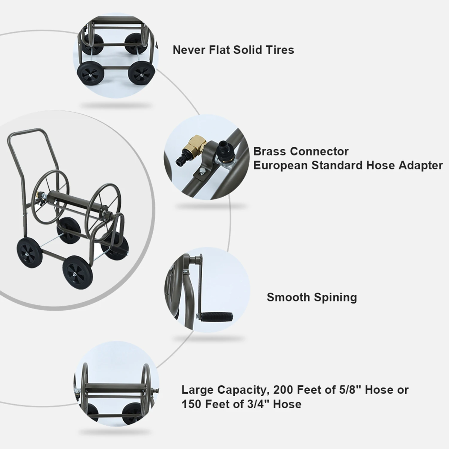 Садовая тележка для шланга четырехколесная портативная стойка водяного полива