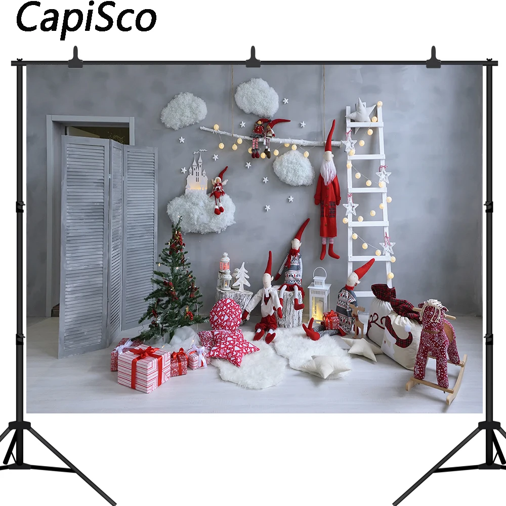 Capisco Рождественский фон с изображением елки дома игрушки куклы мяча