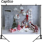 Capisco Рождественский фон с изображением елки дома игрушки куклы мяча новорожденного ребенка день рождения Фотофон для фотостудии