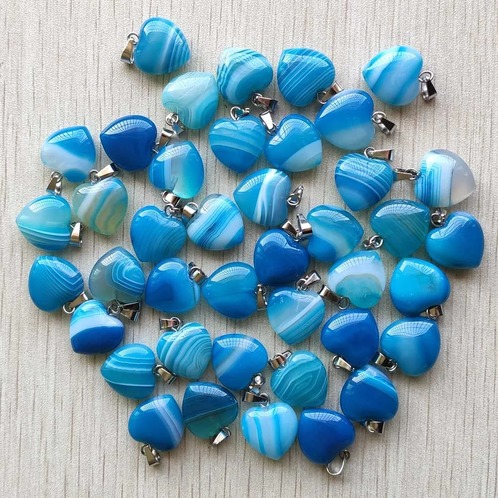 

Wholesale 36pcs/lot fashion good quality beautiful blue stripe onyx heart shape pendants for jewelry making 15mm free shipping