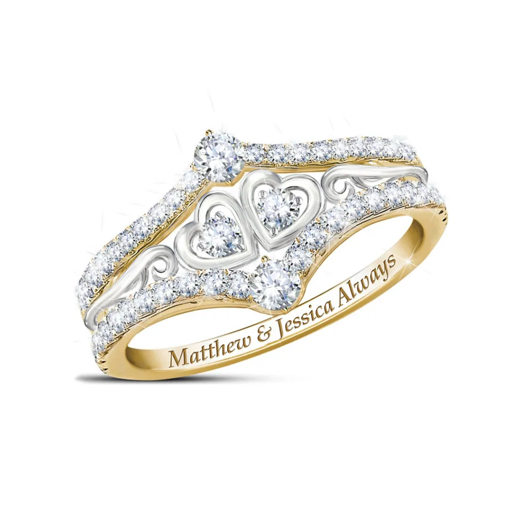 

Fashion Exquisite Luxury Sweet Romantic Full Zircon Love Ring Female Romantic Engagement Birthday Ring Jewelry Gift Wholesale