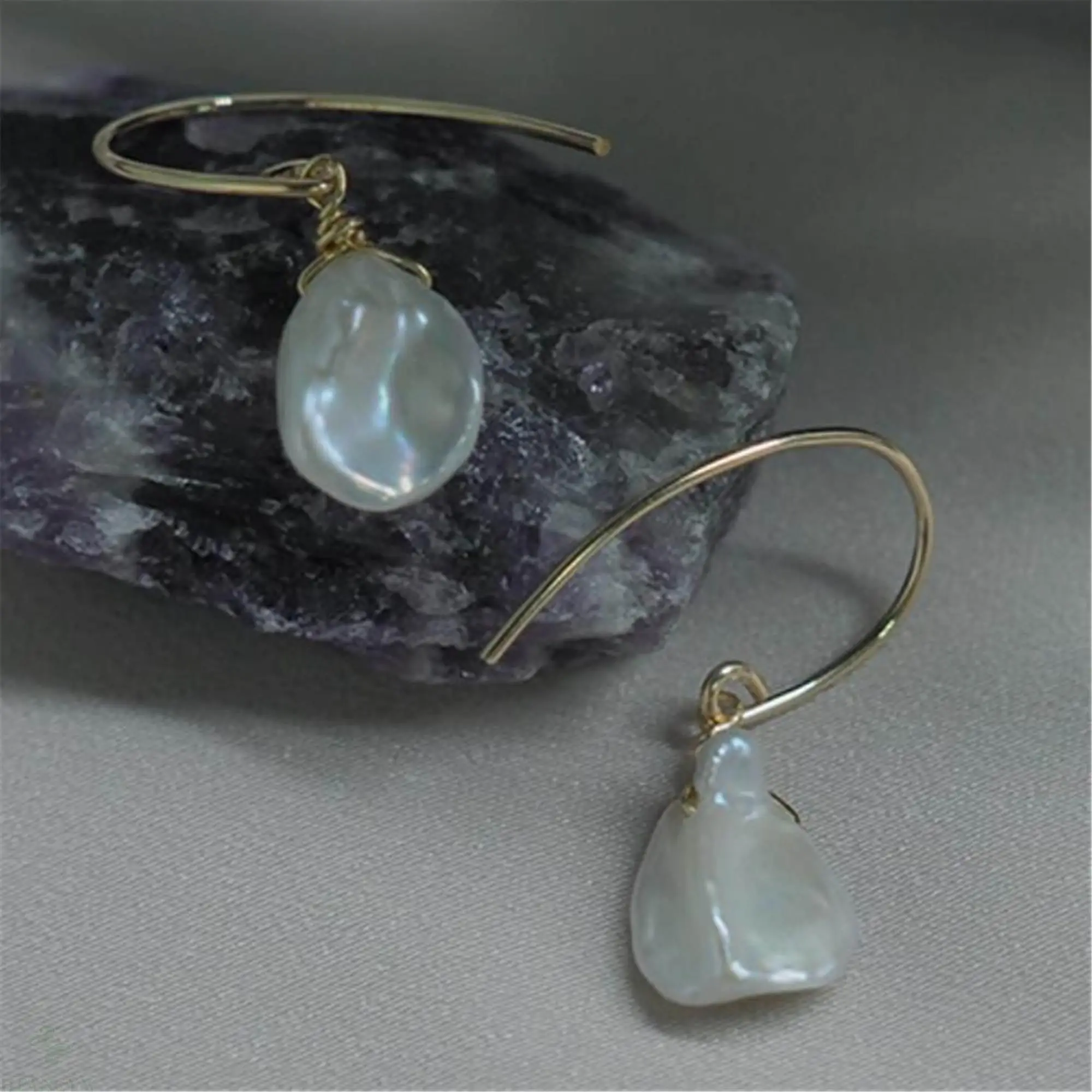 Белые серьги с жемчугом в стиле барокко 18 К свадебные подарок Авроры вечерние