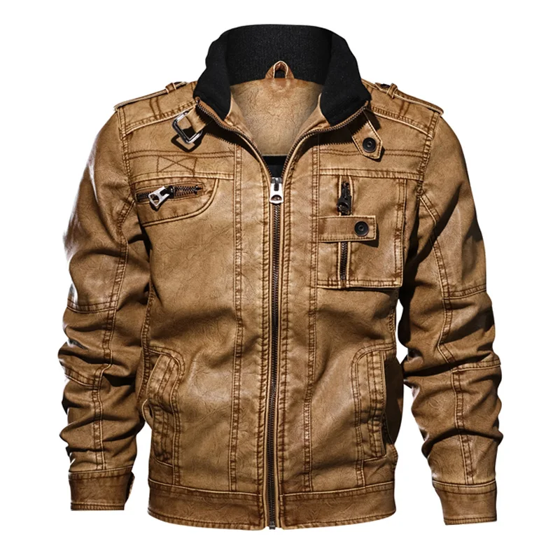 Мужская куртка размера плюс 6XL 7XL из искусственной кожи кожаная пальто осенне