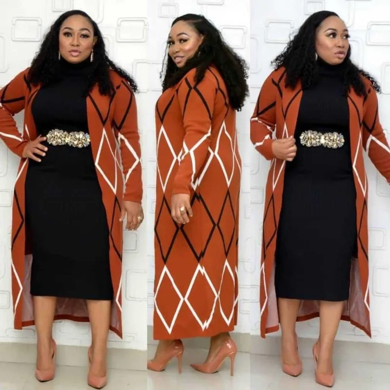 Новинка африканская одежда халаты Дашики модный вязаный свитер костюм с юбкой