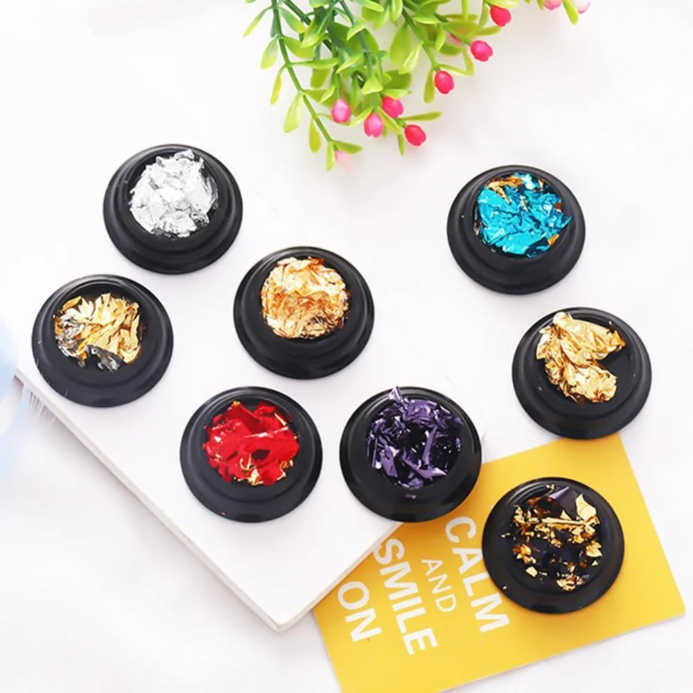 8 видов стилей дизайн ногтей блестящие цветные алюминиевые листы 3D DIY покрытие