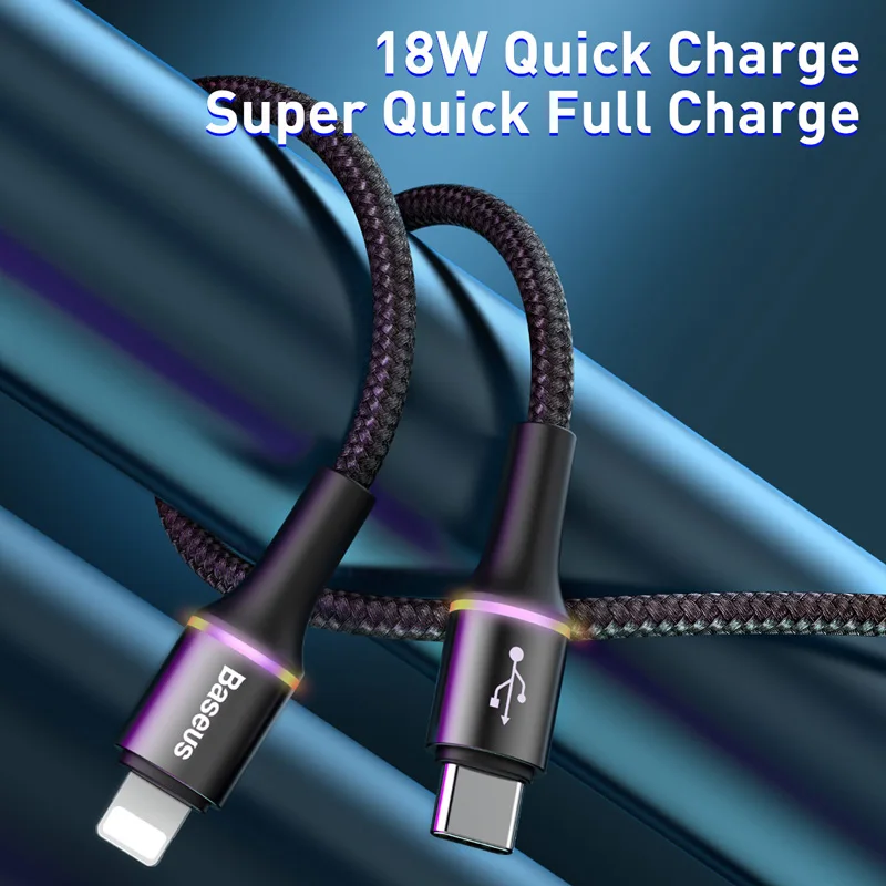 Baseus 18 Вт PD кабель для быстрой зарядки для iPhone 11 Pro Max Xs Xr usb type C для Lightning Кабель для iPhone X 8 7 Plus зарядное устройство