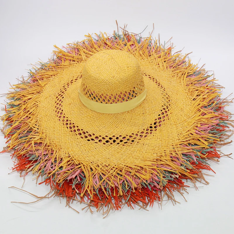 

New Fashion Ladies Oversized Beach Hats Colorful Summer Sun Hat For Women Big Brim Holiday UV Floppy Hat Foldable Dropshipping