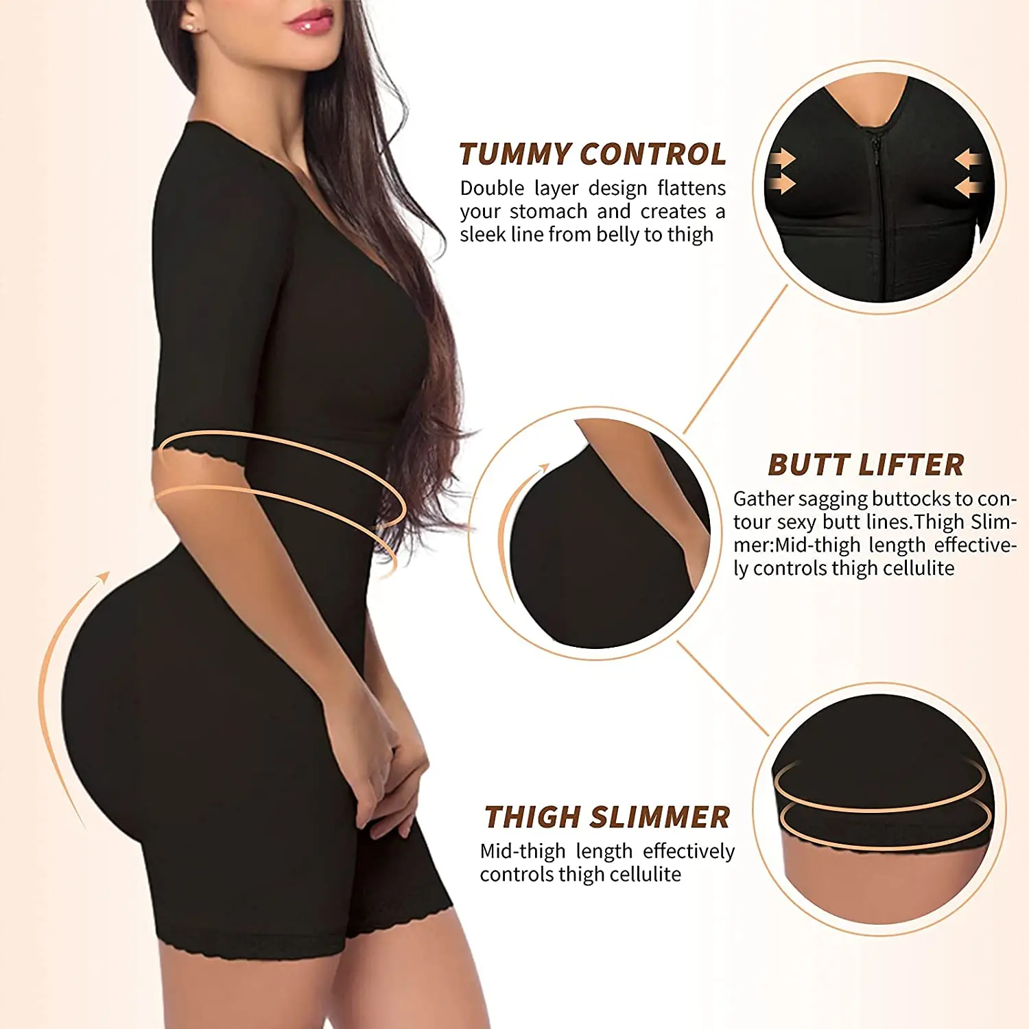 Women Post Liposuction Full Body Shaper Postpartum Recovery Shapewear Flatten Abdomen Fajas Zipper Bodysuit Open Crotch Corset M
