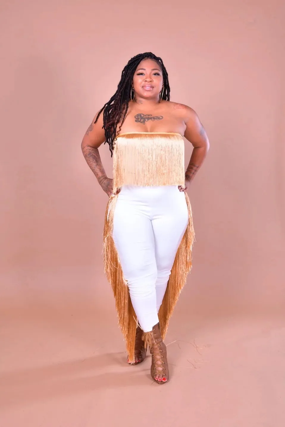 

Hot Selling Nightclub Style Women Pu Sets Fashion Plus Size Tassels Strapless Sexy Tops High Waist Pencil Pants Outfit For Party