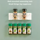 1 шт. кухонный стеллаж для хранения, настенное крепление, полка для бутылок с специями, пластиковый зажим, стеллаж, крючки для дверей шкафов, банок, держатель для специй, инструменты