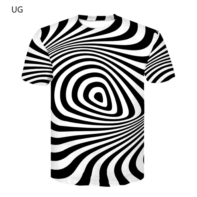 

UG 2021 New Summer Fashion 3D Printing Short-sleeved Men's T-shirt Casual Round Neck T-shirt With Fun Rotating Pattern