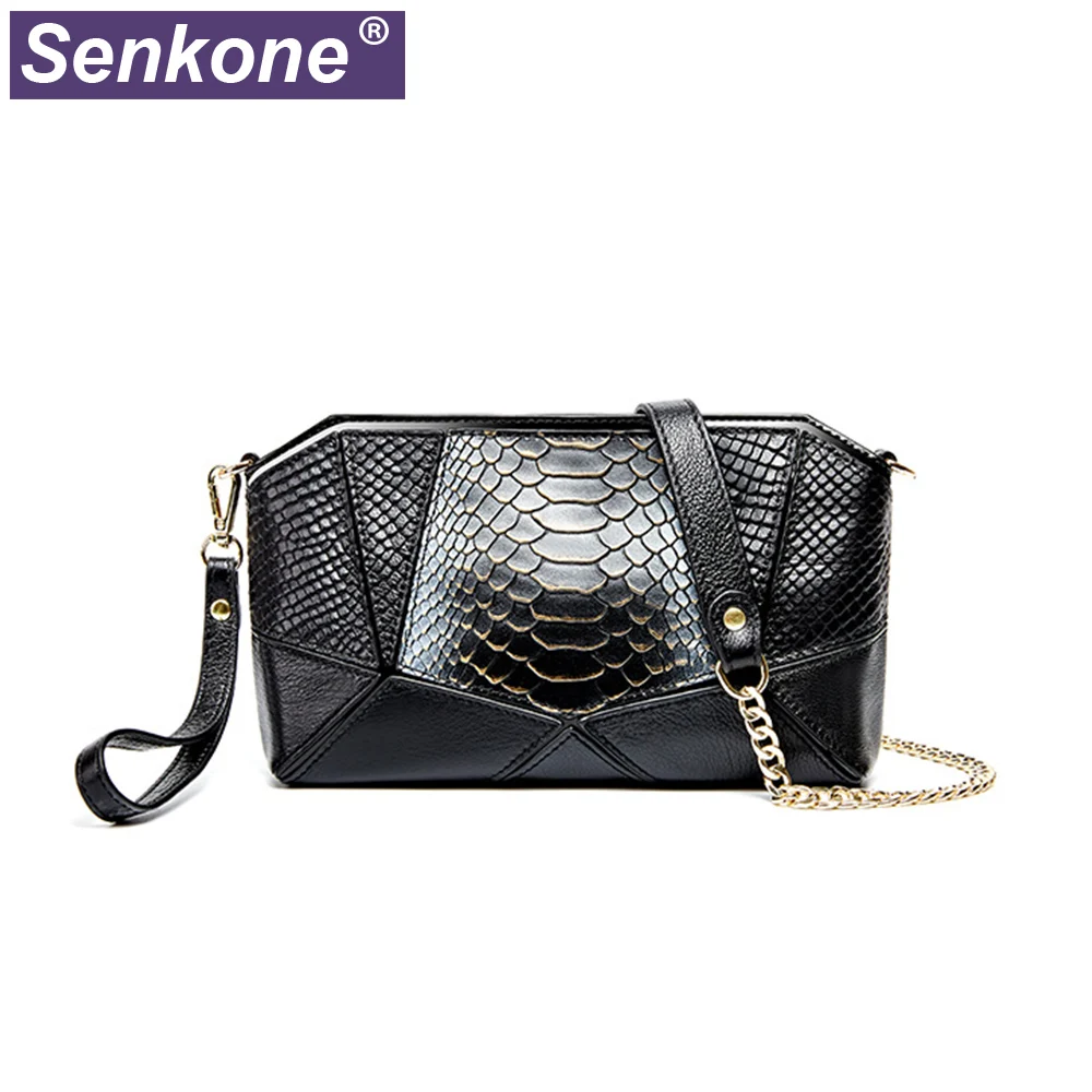 Женская сумочка клатч из 100% натуральной кожи со змеиным принтом|Сумки с ручками| |