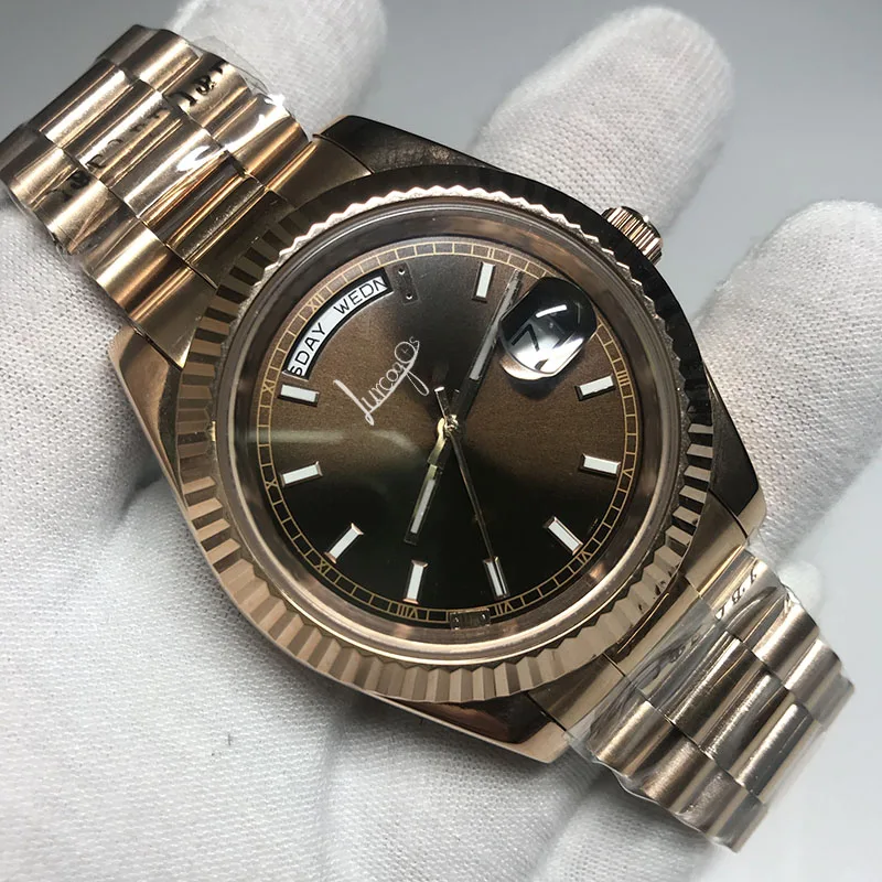 Часы DAYDATE из розового золота для мужчин и женщин роскошные часы автоматические