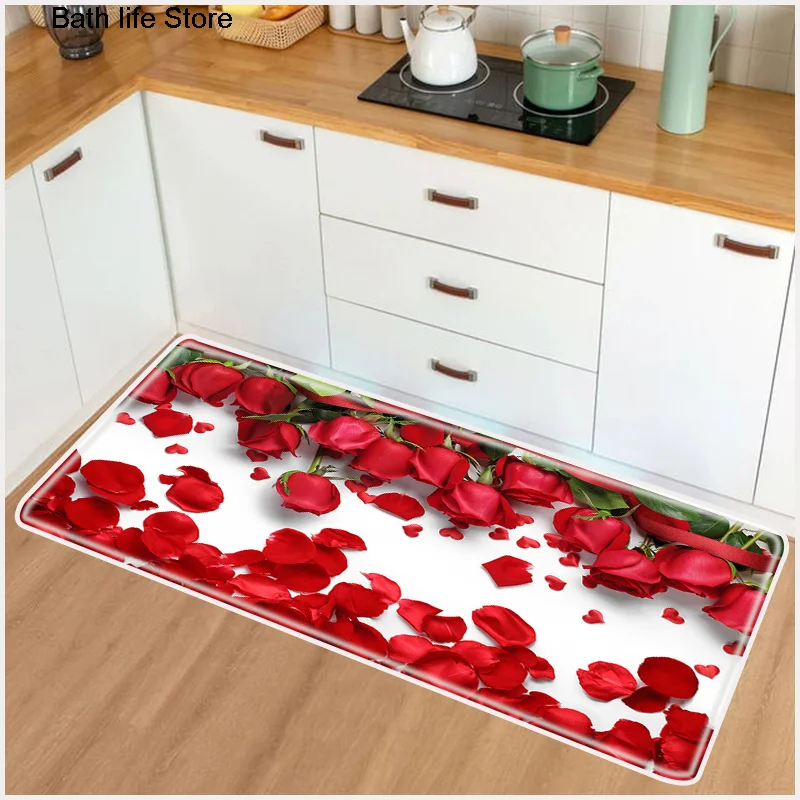

3D Цветочный ковер, коврик для входа в ванную комнату, коврик для ванной, Впитывающий Коврик, Нескользящие напольные коврики для кухни, домаш...