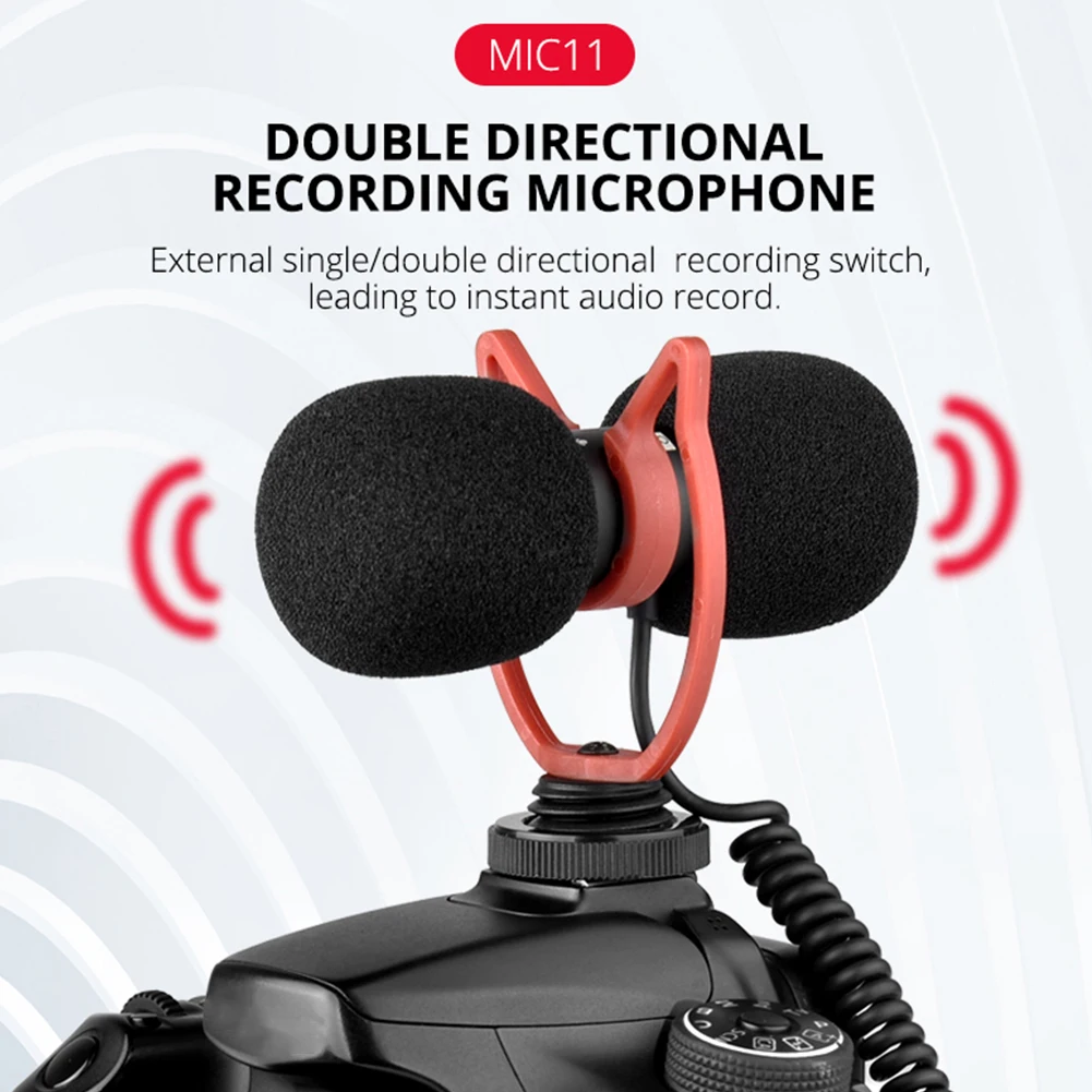 

Bi-Directional Mini Microphone Professional Camera Phone Mic Portable for Audio Studio Interview Live Recording with Tripod