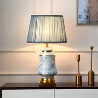 sarok luxury decorative table lamp blue ceramic led 220v 110v bedside desk light for home foyer office bed room