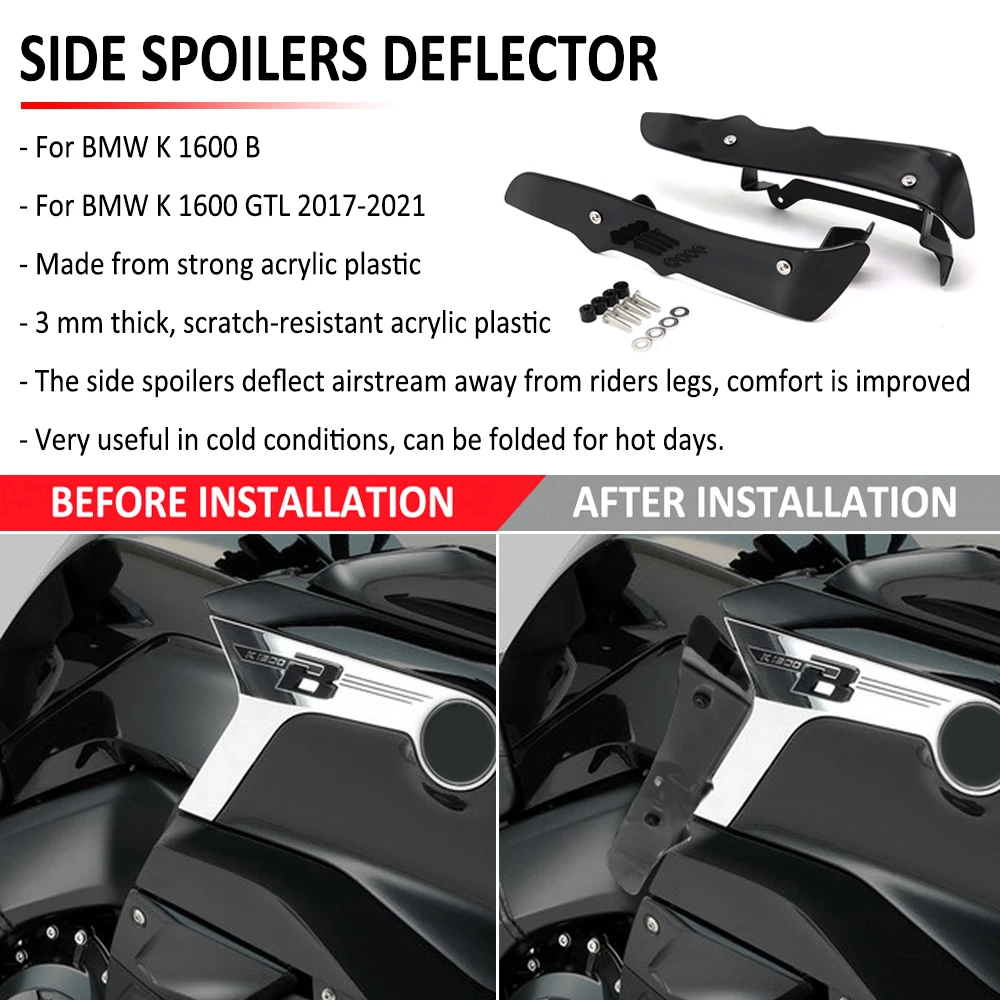 

NEW Motorcycle Side Spoilers Wind Deflector Fairing Extensions Foot Protectors Guard Fender For BMW K1600B K1600GTL K 1600 B GTL