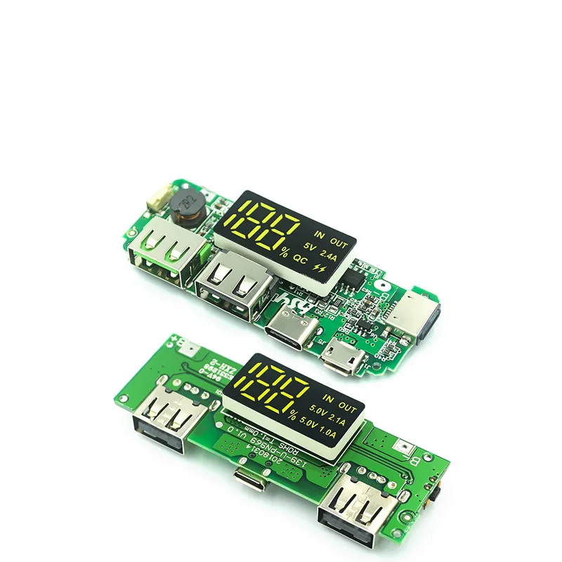 LED Dual USB 5V 2.4A Micro/Type-C Mobile Power Bank 18650 Charging Module Lithium Battery Charger Board Circuit Protection | Электронные