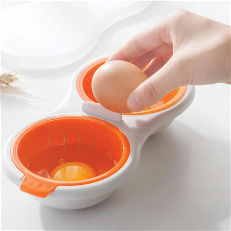 

Draining Egg Boiler Food Grade Cookware Cup Egg Poacher Kitchen Steamed Egg Set Microwave Double Layer Egg Ovens Cooking Tools