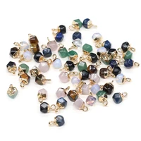 new fashion faceted small pendant natural stone lapis lazuli crystal charms pendants for jewelry making diy necklace accessories