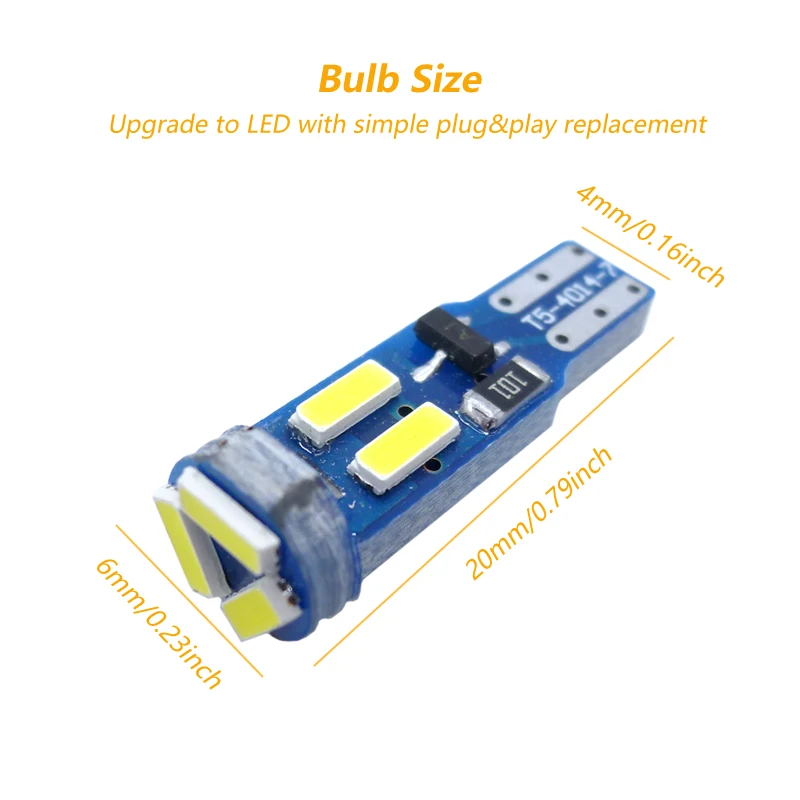 10 шт. T5 светодиодный ные лампы 73 74 4014 SMD приборной панели для Subaru BRZ Legacy Tribeca Outback