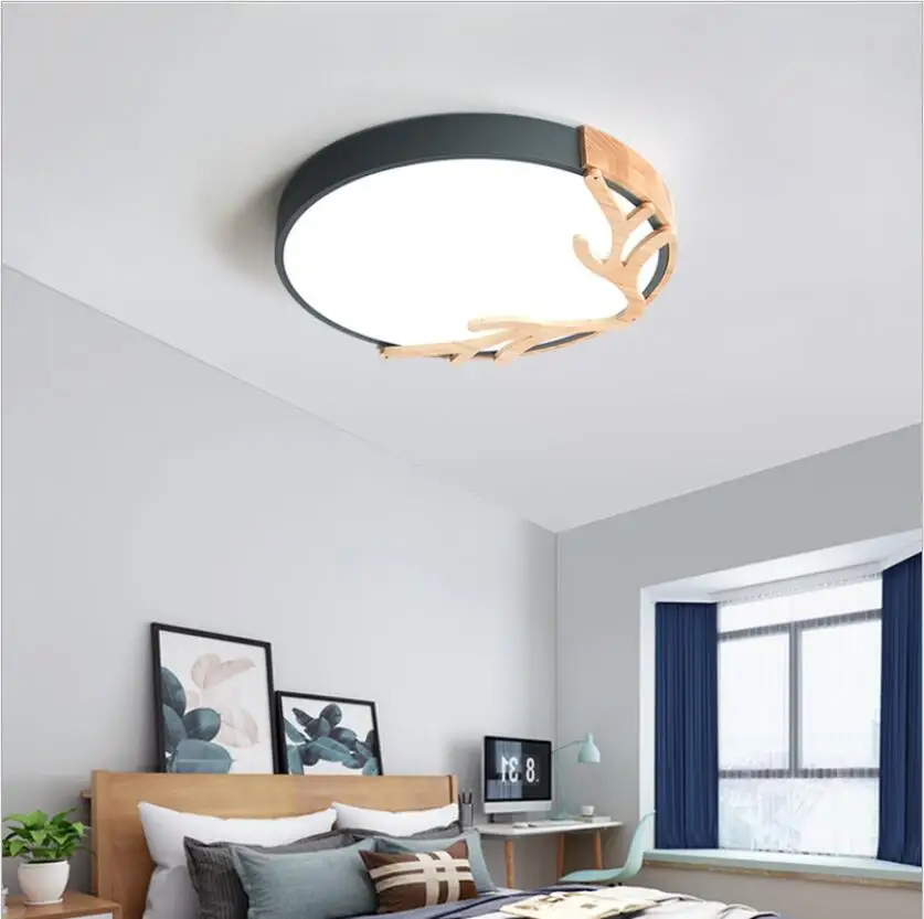 

Nordic creative led ceiling lamp 18W simple modern living room bedroom children's room antler round ultra-thin ceiling lamp