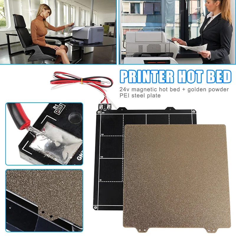 

24V Magnetic Heated Bed and Powder Coated PEI Spring Steel Sheet 3D Printer Parts for Prusa Anet DJA99