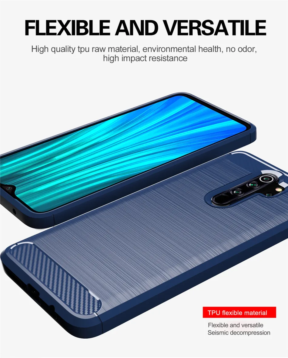 Whyes Мягкий силиконовый чехол для Xiaomi Redmi Note 8 Pro из углеродного волокна противоударный чехол из ТПУ для Xiaomi Redmi Note 8 Pro Чехол