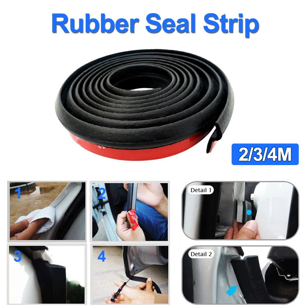 

2/3/4M Car Door Rubber Seal Strips Z shaped Trim Noise Insulation EPDM Weatherstrip Rubber Seal Internal Accessories Wholesale